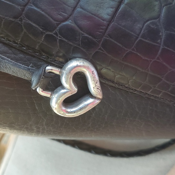 Brighton Black Leather Shoulder Bag with Silver Hardware Vintage! - Picture 8 of 9